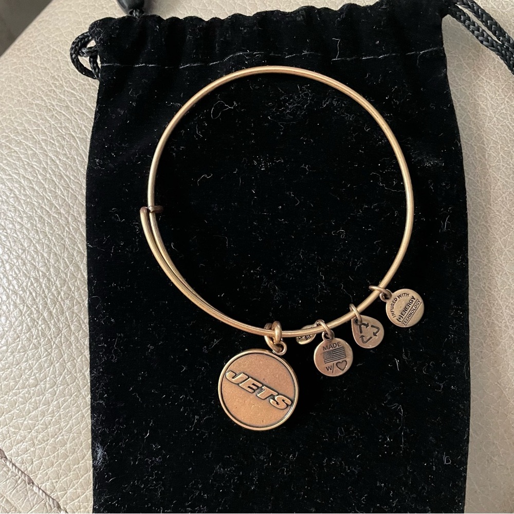 Alex and Ani "NFL" New York Jets Logo - Expandable Wire - Rafaelian Gold-Tone